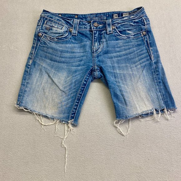 Women's Blue Denim Shorts - Picture 2 of 6